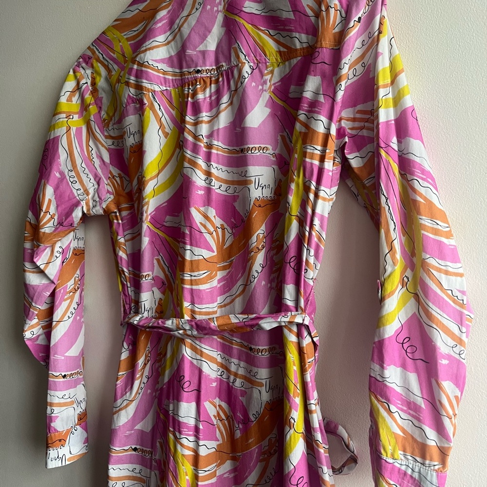 Anthropologie Pink & Orange Long Sleeve Printed Dress - Picture 7 of 14